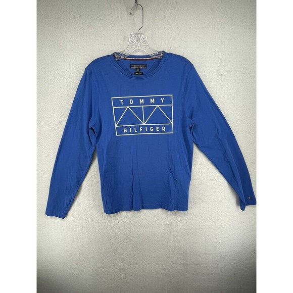 TOMMY HILFIGER MENS SHIRT BLUE EXTRA SMALL XSCOTTON LONG SLEEVE LEISURE CASUAL - Picture 1 of 12